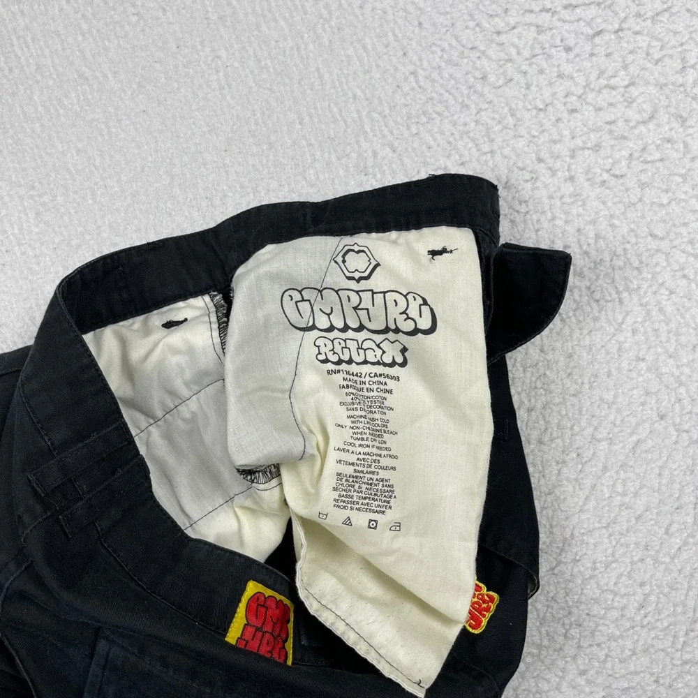 Empyre Cargo Pants Mens 28 Black Relaxed Fit Utility Streetwear Grunge Skate